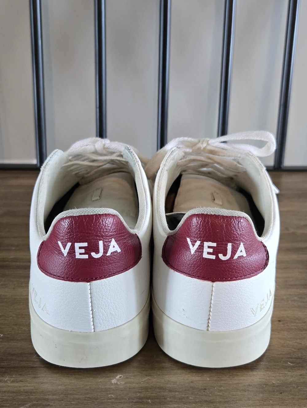 Veja Women's White Leather Campo Sneakers with Pink Accents - Picture 6 of 9